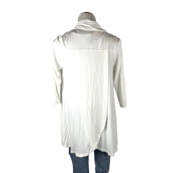 White Bamboo Open Front Minimalist Staple Cardigan S/M Orange Fashion Village - Picture 3 of 5